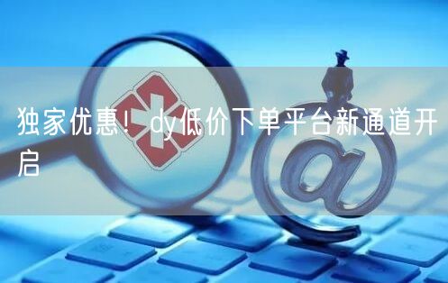 独家优惠！dy低价下单平台新通道开启