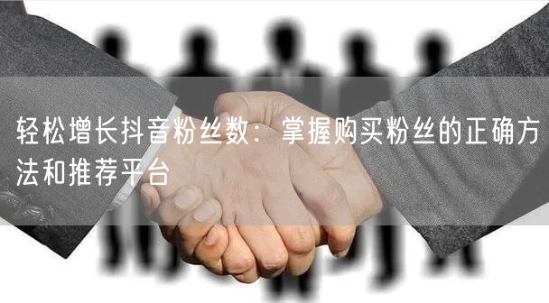 轻松增长抖音粉丝数：掌握购买粉丝的正确方法和推荐平台