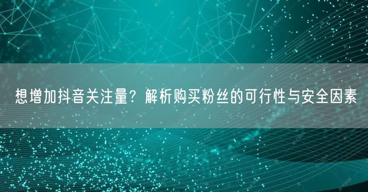 想增加抖音关注量？解析购买粉丝的可行性与安全因素
