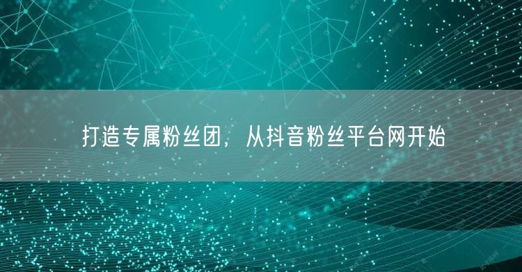 打造专属粉丝团，从抖音粉丝平台网开始